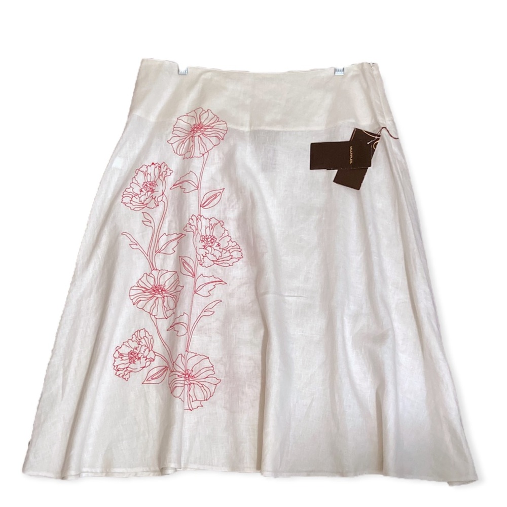 NWT Multiples linen embroidered skirt 14